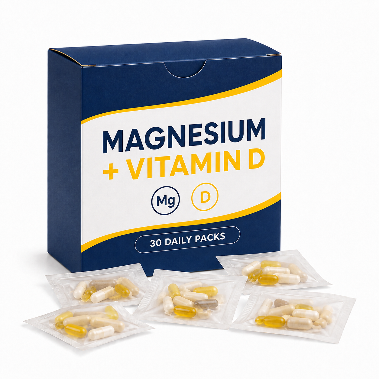 Daily Packs Magnesium a Vitamin D v potištěné krabičce
